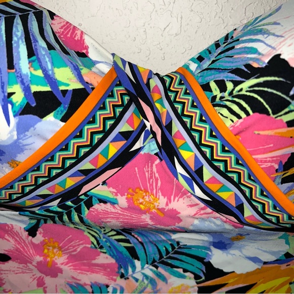 LA BLANCA Tropicali Convertible Pink Floral Print Swim Bandini Top Size 12. - Picture 3 of 8